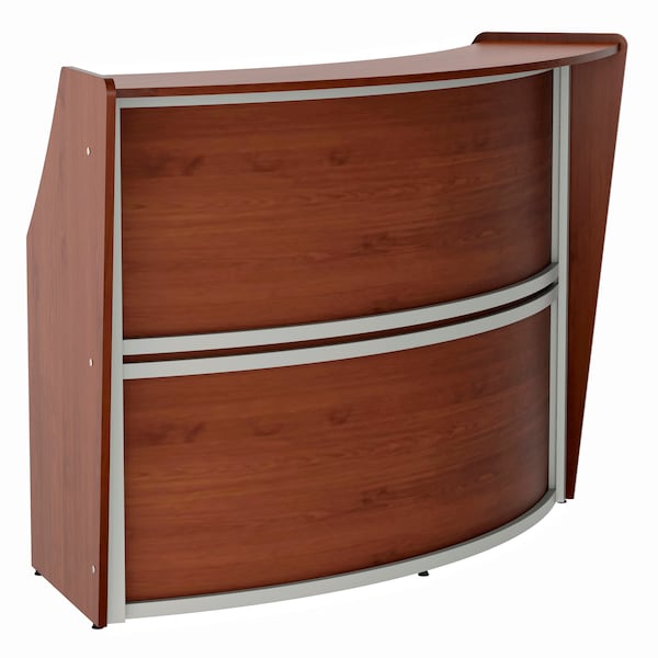 Curved Reception Desk with Counter, 72 inW x 32 inD x 46 inH, Gray/Cherry